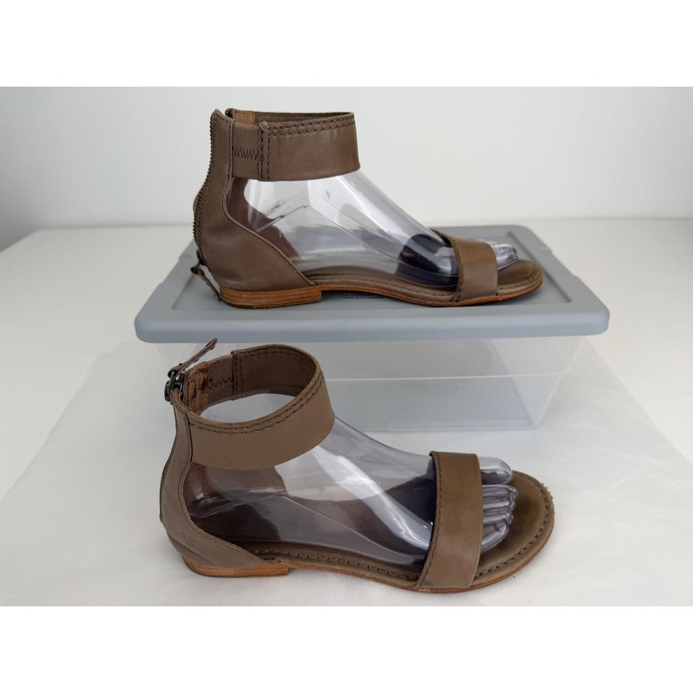 Frye Ankle Strap Sandals Size 7 Leather Flats Boho Minimalist